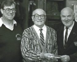 Dennis Meszaros, left, with fellow CSHOF inductees Joe Nalbone and Lyle Parkhurst. Dennis Meszaros, left, with fellow CSHOF inductees Joe Nalbone and Lyle Parkhurst.