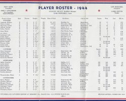 1944 Buffalo Bisons player roster. Lyle Parkhurst is a listed pitcher. 1944 Buffalo Bisons back