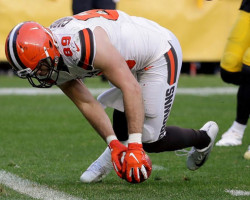 Stephen Carlson playing for Cleveland Browns. Stephen Carlson playing for Cleveland Browns.