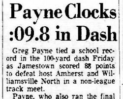 Payne Clocks :09.8 in Dash. <em>Courier-Express</em> (Buffalo), May 5, 1972. Payne Clocks :09.8 in Dash. May 5, 1972.