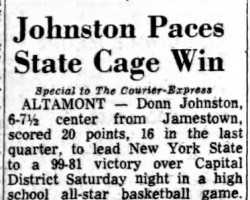 Johnston Paces State Cage Win. <em>Buffalo Courier-Express</em>, March 23, 1969. Johnston Paces State Cage Win. <em>Buffalo Courier Express</em>, March 23, 1969.