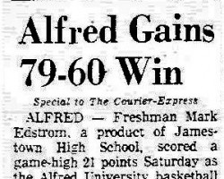 Alfred Gains 79-60 Win. <em>Courier-Express</em> (Buffalo), January 28, 1973. Alfred Gains 79-60 Win. January 28, 1973.