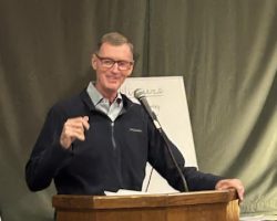 Donn Johnston addresses a gathering in his honor at Camp Onyahsa, October 25, 2025. Donn Johnston addresses a gathering in his honor at Camp Onyahsa, October 25, 2025.