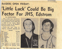 'Little Luck' Could Be Big Factor For JHS, Edstrom. <em>Post-Journal</em> (Jamestown), December 1971. 'Little Luck' Could Be Big Factor For JHS, Edstrom. <em>Post-Journal</em> (Jamestown), December 1971.