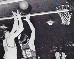Mark Edstrom reaches for the ball for Jamestown High School. 1970. Mark Edstrom reaches for the ball for Jamestown High School. 1970.