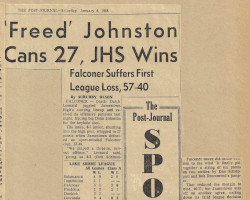 'Freed' Johnston Cans 27, JHS Wins. <em>Post-Journal</em> (Jamestown), January 6, 1968. 'Freed' Johnston Cans 27, JHS Wins. January 6, 1968.
