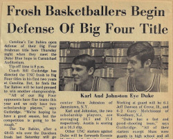 Frosh Basketballers Begin Defense Of Big Four Title. 1969. Frosh Basketballers Begin Defense Of Big Four Title. 1969.