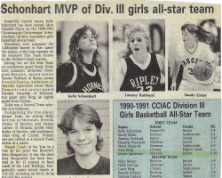 Schonhart MVP of Div. III girls all-stars. 1991. Schonhart MVP of Div. III girls all-stars. 1991.