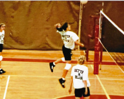 Jessica Anderson playing volleyball for Niagara University. 1995. Jessica Anderson playing volleyball for Niagara University.