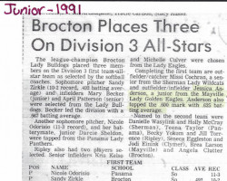 Brocton Places Three On Division 3 All-Stars. 1991. Brocton Places Three On Division 3 All-Stars. 1991.