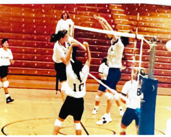 Jessica Anderson playing volleyball for Niagara University. 1995. Jessica Anderson playing volleyball for Niagara University. 1995.