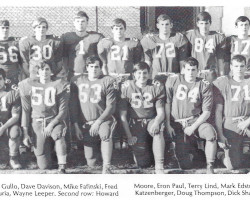 Mark Edstrom, #1, and part of the Jamestown High School football team. 1970. Mark Edstrom, #1, and part of the Jamestown High School football team. 1970.