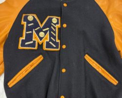 Jessica Anderson's Mayville letterman jacket (front). Jessica Anderson's Mayville letterman jacket (front).