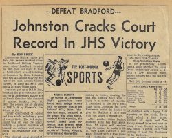 Johnston Cracks Court Record In JHS Victory. <em>Post-Journal</em> (Jamestown), January 1969. Johnston Cracks Court Record In JHS Victory. January 1969.