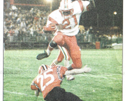 Jamestown's Aaron Leeper leaps. <em>Post-Journal</em> (Jamestown), October 15, 1999. Jamestown's Aaron Leeper leaps. October 15, 1999.