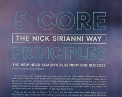 5 Core Principles. <em>Philadelphia Eagles Game Day Magazine</em>. Page 2. 2021. 5 Core Principles. Page 2. 2021.