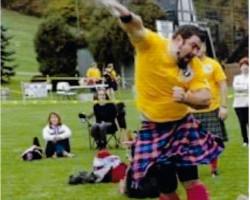 Nick Kahanic competing in stone throw.