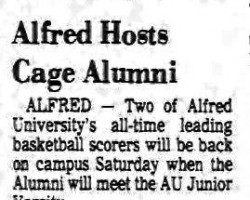 Alfred Hosts Cage Alumni. <em>Olean Times Herald</em>, February 4, 1982. Alfred Hosts Cage Alumni. February 4, 1982.