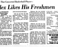 Alex Likes His Freshmen. <em>Olean Times Herald</em>, September 22, 1975. Alex Likes His Freshmen. September 22, 1975.