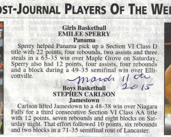 <em>Post-Journal</em> Players Of The Week. <em>Post-Journal</em> (Jamestown), March 11, 2015.
