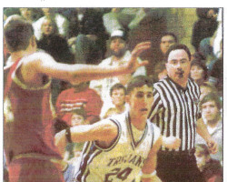 Southwestern's Nick Sirianni drives. <em>Post Journal</em> (Jamestown), February 9, 1999. Southwestern's Nick Sirianni drives. February 9, 1999.