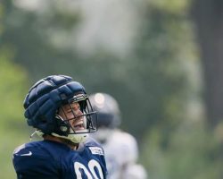 Steve Carlson in Chicago Bears pre-season practice. August 2025. Steve Carlson in Chicago Bears