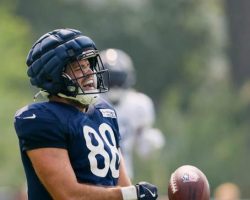 Steve Carlson in Chicago Bears pre-season practice. August 2025. Steve Carlson in Chicago Bears