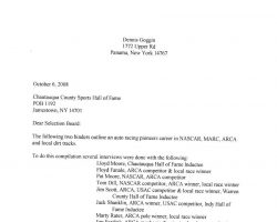Cover letter for research compilation presented in support of Julian Buesink nomination for CSHOF induction by Dennis Goggin. cover-letter-2008