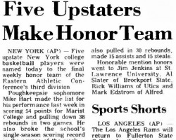 Five Upstaters Make Honor Team. <em>The Telegram ,</em> (Herkimer), March 8, 1973. Five Upstaters Make Honor Team. (Herkimer), March 8, 1973.