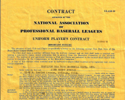 National Association of Professional Baseball Leagues contract, page 1. 1946. National Association of Professional Baseball Leagues contract, page 1. 1946.