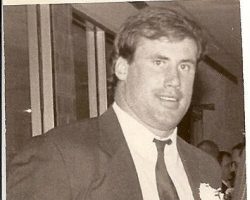 Shane Conlan at CSHOF awards banquet, 1989. Shane Conlan at CSHOF awards banquet, 1989.