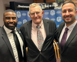 From the left are inductees Aaron Leeper, Ron Frederes and Anthony Barone. From the left are inductees Aaron Leeper, Ron Frederes and Anthony Barone.