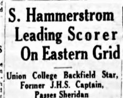 S. Hammerstrom Leading Scorer On Eastern Grid. <em>Jamestown Evening Journal</em>, November 13, 1939. S. Hammerstrom Leading Scorer On Eastern Grid. November 13, 1939.