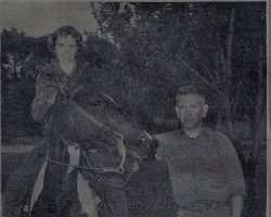 Kay Gould circa 1964 with her horse Beauty and her father, Brad Rendell. Two legs, four legs