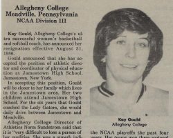 Kay Gould Leaving Allegheny. 1986. Kay Gould Leaving Allegheny. 1986.