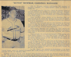 1946 Hamilton Cardinals program biography of John Newman.. 1946 Hamilton Cardinals program biography of John Newman..
