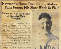 Newman's Home Run Hitting Makes Fans Forget His Slow Work in Field. Rock Island. 1937. Newman's Home Run Hitting Makes Fans Forget His Slow Work in Field. Rock Island. 1937.