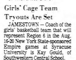 Girls' Cage Team Tryouts Are Set. <em>Post-Journal</em> (Jamestown), June 19, 1978. Girls' Cage Team Tryouts Are Set. June 19, 1978.