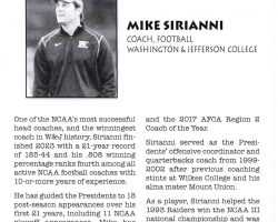 Michael Sirianni was inducted into the Pennsylvania Sports Hall of Fame/Washington-Greene County Chapter on June 9, 2024. Michael Sirianni was inducted into the Pennsylvania Sports Hall of Fame/Washington-Greene County Chapter on June 9, 2024.