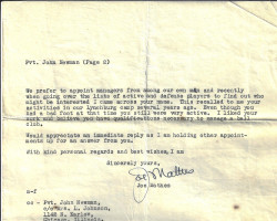 St. Louis National Baseball Club letter to John Newman, page 2. December 15, 1945. St. Louis National Baseball Club letter to John Newman, page 2. December 15, 1945.
