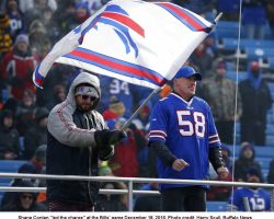Shane Conlan attending a Buffalo Bills game. <em>Buffalo News</em>. December 18, 2016. Photo by Harry Scull. Shane Conlan attending a Buffalo Bills game, December 18, 2016.12-18-16