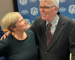 Sheilah Gulas (2018 inductee) with Tom Anderson (2025 inductee). Sheilah Gulas (2018 inductee) with Tom Anderson (2025 inductee).
