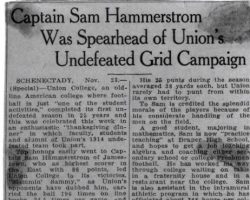 Captain Sam Hammerstrom Was Spearhead of Union's Undefeated Grid Campaign. November 23, 1939. Captain Sam Hammerstrom Was Spearhead of Union's Undefeated Grid Campaign. November 23, 1939.