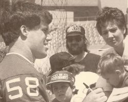 Shane Conlan at first mini-camp, 1987. Shane Conlan at first mini-camp, 1987.