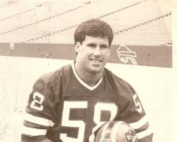 Shane Conlan at first press conference in Buffalo, 1987. Shane Conlan at first press conference in Buffalo, 1987.