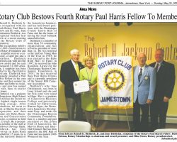 Rotary Club Bestows Fourth Paul Harris Fellow To Member. <em>Post-Journal</em> (Jamestown), May 31, 2015. Rotary Club Bestows Fourth Paul Harris Fellow To Member
