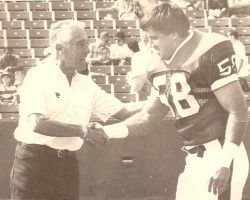 Shane Conlan with Coach Marv Levy. Shane Conlan with Coach Marv Levy.