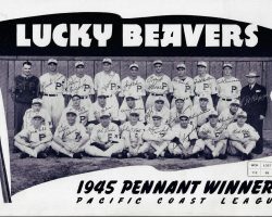 1945 Portland Beavers team photo. John O'Neil is in first row, fourth from left. 1945 Portland Beavers team photo.