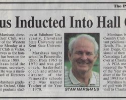 Marshaus Inducted Into Hall Of Fame. <em>Post-Journal</em> (Jamestown), June 4, 2002. Marshaus Inducted Into Hall Of Fame. June 4, 2002.