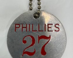 John O'Neil's Philadelphia Phillies locker tag. 1946. John O'Neil's Philadelphia Phillies locker tag. 1946.